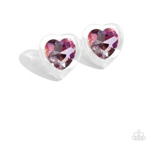 Heart-Shaped Pink and Purple Earrings